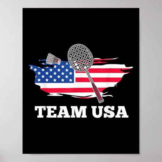 Poster American Usa Team Shuttle Racket Badminton Player  (Devant)