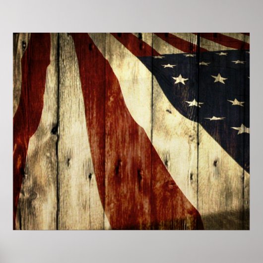 Poster Americana Barn Wood American Flag (Devant)