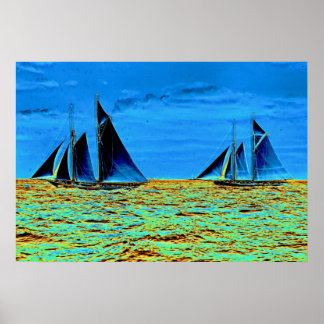 Poster America's Cup Contender 'Idler' et 'Hildegarde'