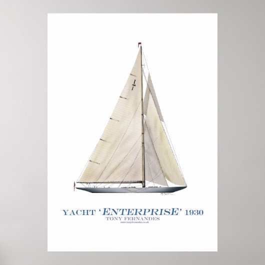 Poster americas cup yacht enterprise 1930, tony fernandes (Devant)