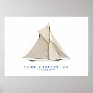 Poster americas cup yacht 'vigilant', tony fernandes
