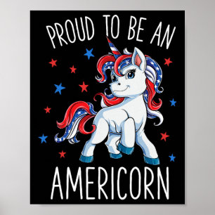 Poster Americorn Unicorn 4 juillet T Chemises Filles Meri