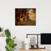 Poster Amérindien vintage, Chasse au cerf par souris (Bureau à domicile)