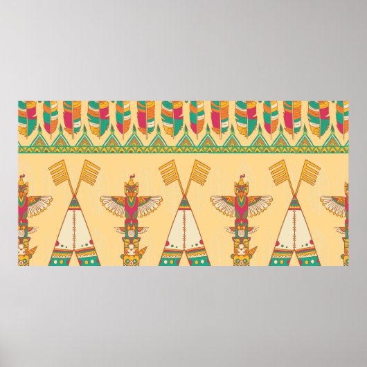 Poster Amérindiens amérindiens sans couture pat (Devant)