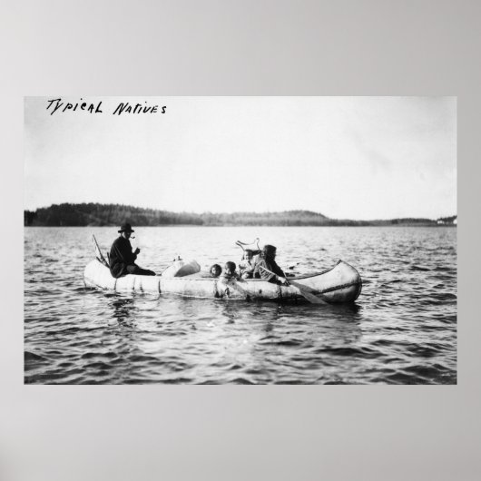 Poster Amérindiens Ojibwa traversant le lac en pirogue Ph (Devant)