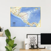 Poster " Amérique centrale : 1973 Carte détaillée ... (Bureau à domicile)