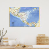 Poster " Amérique centrale : 1973 Carte détaillée ... (Cuisine)