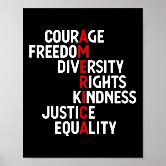 Poster Amérique Courage Liberté Droits Diversité Friendsh (Devant)