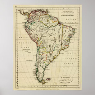 Poster Amérique du Sud avec des frontières définies
