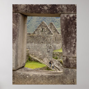 Poster Amérique du Sud, Pérou, Machu Picchu. Deux tourist