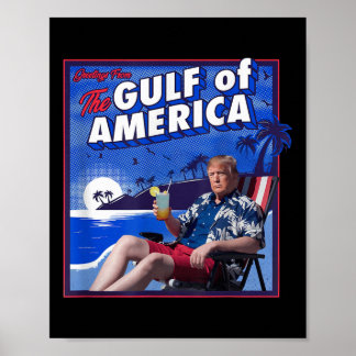 Poster Amérique Golfe Mexique Président Sombrero Été