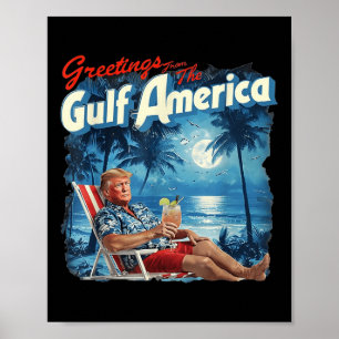 Poster Amérique Golfe Trump 2024 Retro Beach Amérique des