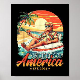 Poster Amérique Golfe Trump 2024 Retro Beach Usa America 