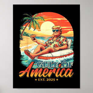 Poster Amérique Golfe Trump 2024 Retro Beach Usa America