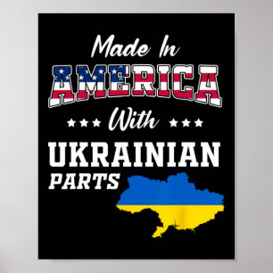 Poster Amérique Parties Ukrainiennes Ukraine Carte Drapea