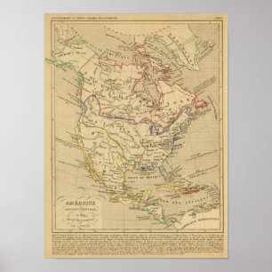 Poster Amerique Septentrionale en 1840