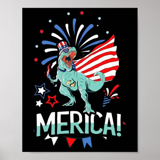 Poster Amerisaurus Rex Jour de l'indépendance du drapeau (Devant)