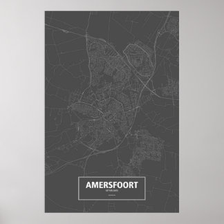 Poster Amersfoort, Pays-Bas (blanc sur noir)