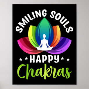 Poster Âmes souriantes Chakras heureux Méditation spiritu