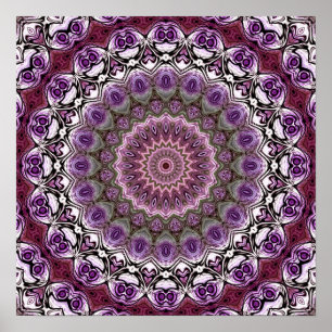 Poster Amethyst Pink Kaleidoscope Mandala Motif