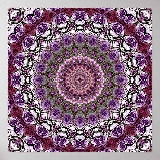 Poster Amethyst Pink Kaleidoscope Mandala Motif (Devant)