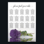 Poster Amethyst Purple Rose 15 Table Seating Chart<br><div class="desc">This elegant 15 table wedding seating chart features a beautiful amethyst purple colored rose reflecting in water with waves and ripples. The title reads "please find your table" in lacy script calligraphy. There is space for the names of the couple and wedding date. This chart has table assignments for 150...</div>