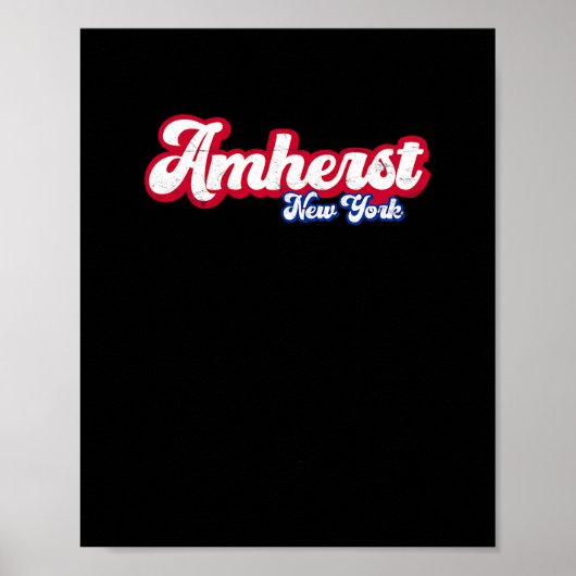 Poster Amherst New York Ny Rétro Script 716 Western New Y (Devant)