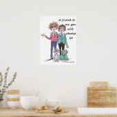 Poster Ami à moi, dicton chaleureux de deux amis, croquis (Cuisine)
