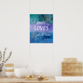 Poster Ami Aime Bleu pourpre Aquarelle Argent (Cuisine)