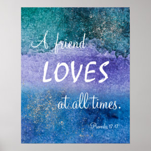 Poster Ami aime l'aquarelle bleu violet en argent