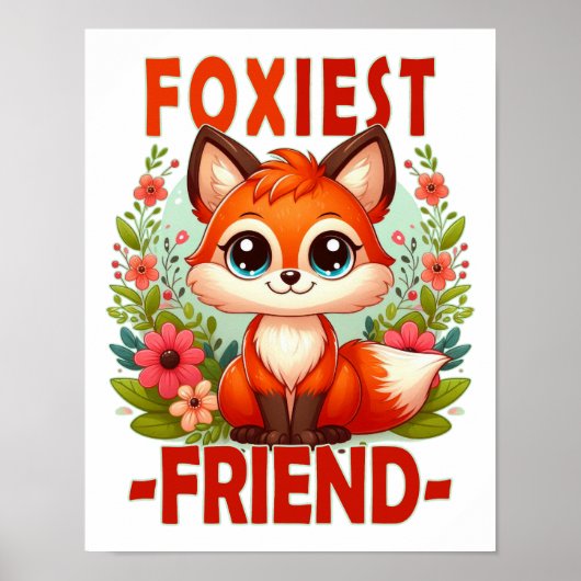 Poster Ami le plus rusé jeu de mots. Mignon bébé renard d (Devant)