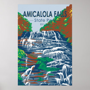 Poster Amicalola Falls State Park Géorgie Vintage
