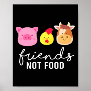 Poster Amis Cochon Poulet Vache Pas Nourriture Bio Légume