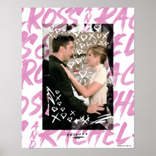 Poster AMIS™ Coeurs Doodled Ross Et Rachel