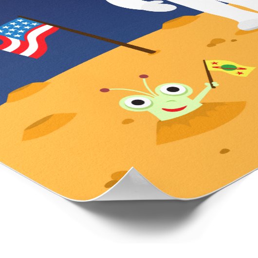 Poster Amis dans l'espace, mignons enfants dessin animé m (Coin)