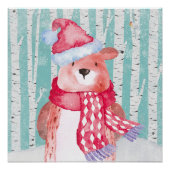 Poster Amis des animaux des forêts d'hiver - Ours (Devant)