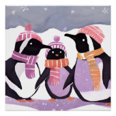 Poster Amis des pingouins de Noël | Aquarelle d'hiver (Devant)