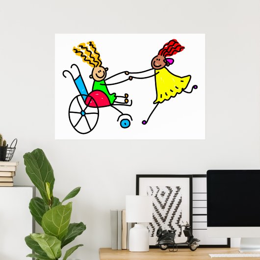 Poster Amis désactivés (Bureau à domicile)