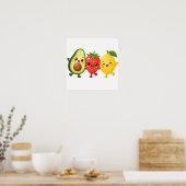 Poster Amis Fruits Heureux (Cuisine)