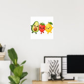 Poster Amis Fruits Heureux (Bureau à domicile)