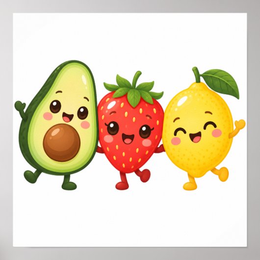 Poster Amis Fruits Heureux (Devant)
