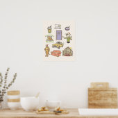 Poster AMIS™ | Graphique d'icônes de dessin (Cuisine)