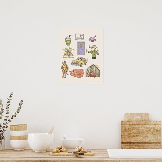 Poster AMIS™ | Graphique d'icônes de dessin (Cuisine)