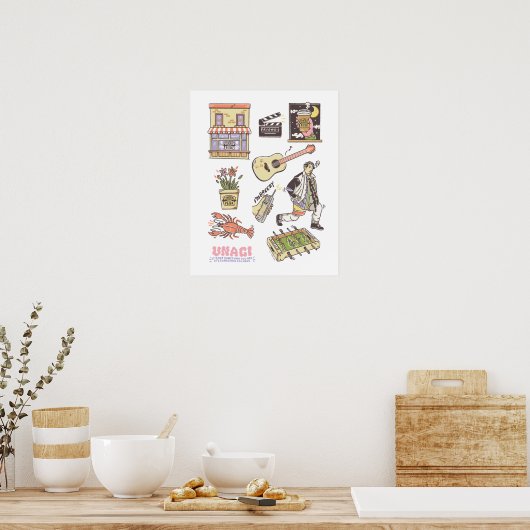 Poster AMIS™ | Graphique d'icônes de dessin (Cuisine)