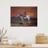 Poster Amis partageant un coucher de soleil (Cuisine)