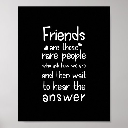 Poster Amis personnes rares Amitié Citation Noir (Devant)
