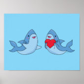 Poster Amis requins Kawaii pour la chambre des enfants (Devant)