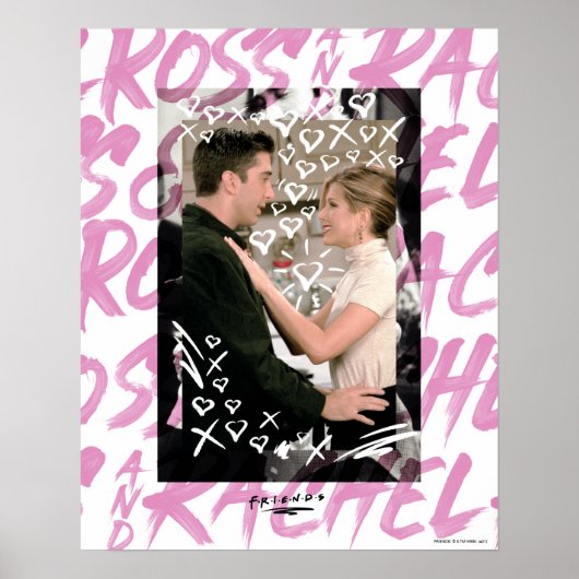 Poster AMIS™ | Ross Et Rachel Doodled Hearts (Devant)