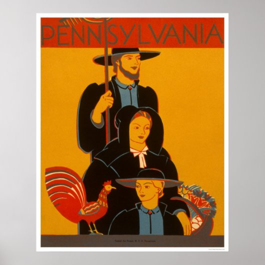 Poster Amish Family Lancaster 1937 WPA (Devant)