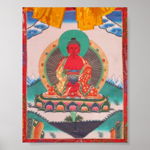 Poster Amitabha Bouddha Art tibétain Thangka